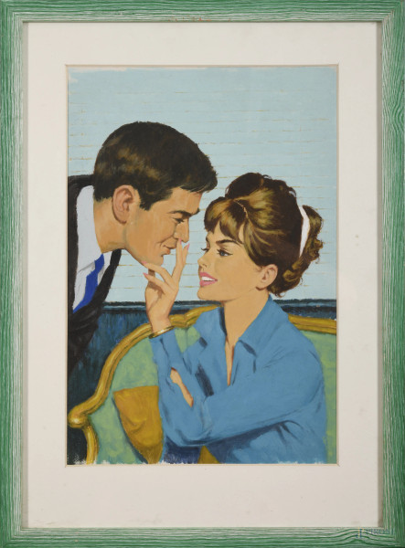 Studio per illustrazione pubblicitaria Philip Morris, XX secolo, tecnica mista su carta, cm 43x29, entro cornice