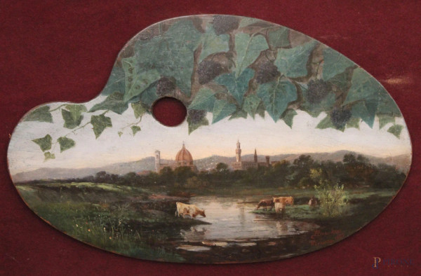 Paesaggio fluviale con armenti