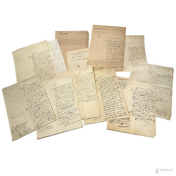 Lotto composto da 11 manoscritti ottocenteschi originali su carta