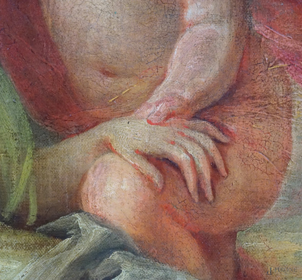 Venere e Cupido, olio su tela in assetto circolare, XVIII secolo, diametro cm 63, entro cornice