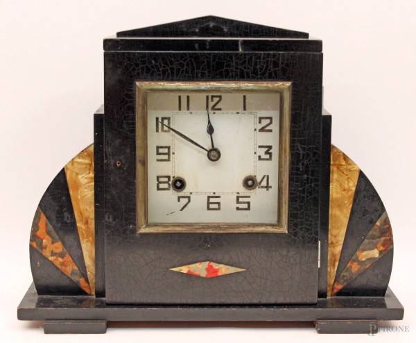 Orologio Dec&#242; in legno ebanizzato, H 30 cm.