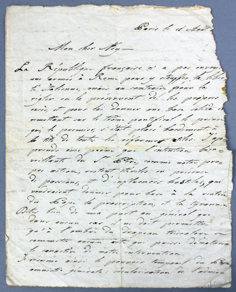 Lettera manoscritta del 1849 firmata Luigi Napoleone Bonaparte (difetti)