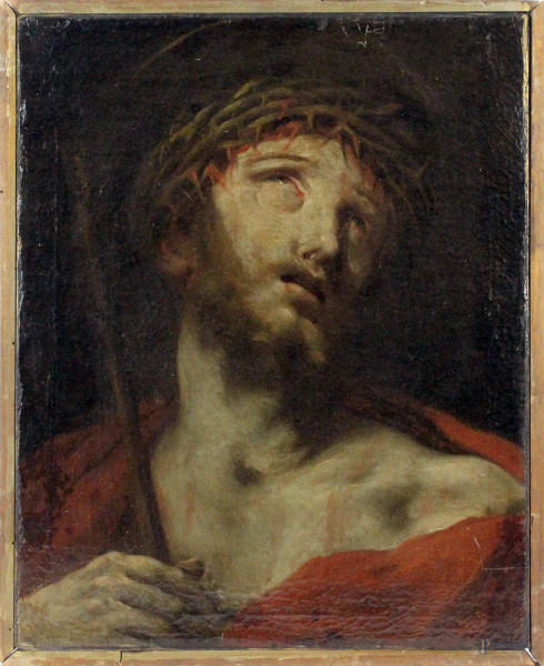 Luigi Crespi - Cristo coronato di spine, olio su tela, cm 46x37, entro cornice