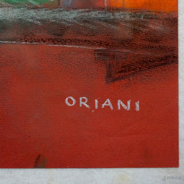 Natura morta, gessetti su carta, firmato in basso a destra, sec. XX, cm 49,5x40,5, entro cornice....