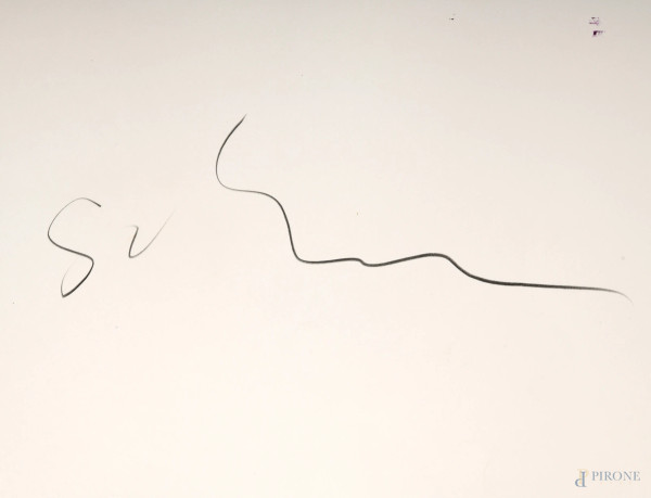 Senza Titolo, tecnica mista su carta, cm 100x70 entro cornice, firmato al centro