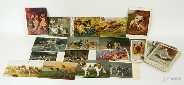 Lotto di n.40 cartoline illustrate raffiguranti cani, (difetti )
