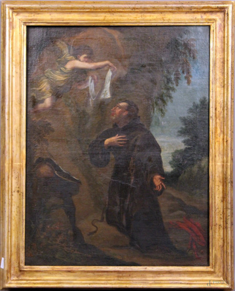 Pittore del XVIII sec. - San Bonaventura, olio su tela, cm. 88x66,5, entro cornice.