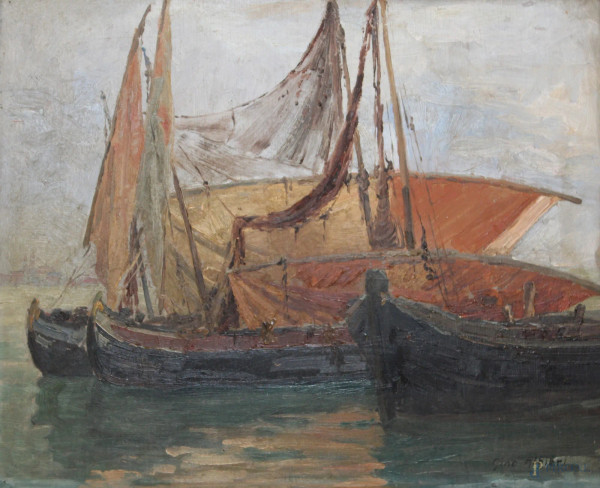 Scorcio di Venezia con barche