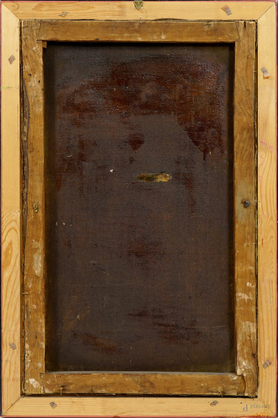 Madonna con Bambino tra angeli, san Michele arcangelo e san Zeno, XIX-XX secolo, olio su tela, cm...