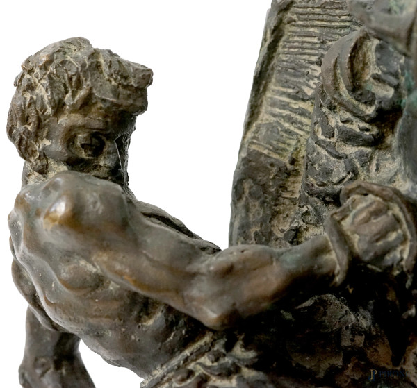 Via Crucis, placca in bronzo ad altorilievo, firmato e datato, cm h 40x48 circa