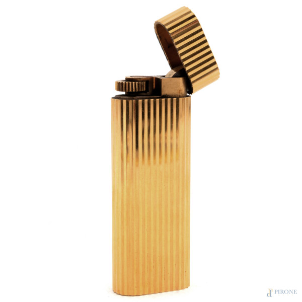 Accendino Must de Cartier placcato in oro, 7x2,5x1,5, (da revisionare)