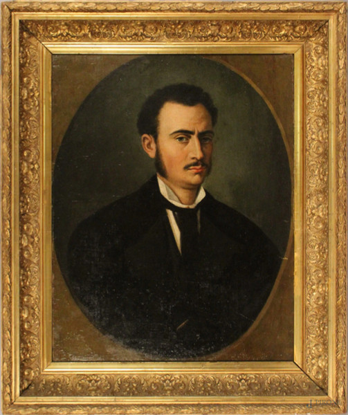 Ritratto di gentiluomo, olio su tela, cm. 64x49, XIX sec, entro cornice.