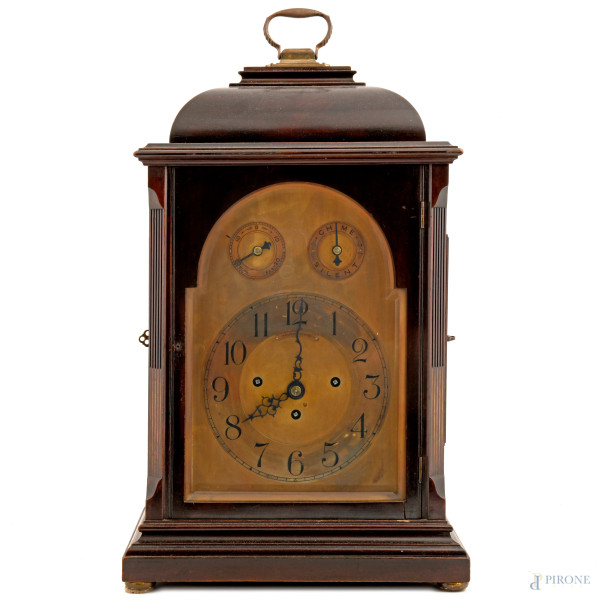 Orologio barometro Hausmann da tavolo con struttura in legno, cm 51x32x23,5, (difetti, da revisionare)