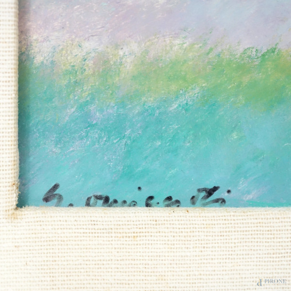 Paesaggio, olio su cartone, cm 34x48, entro cornice