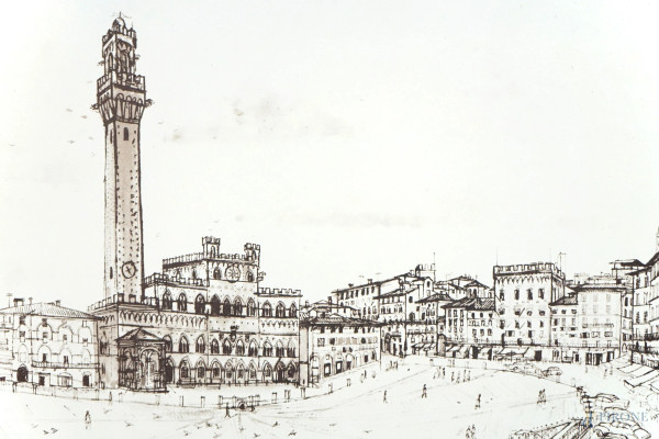 "Chiese e Piazze d'Italia di Motta", sei tavole raffiguranti scorci di piazze e monumenti di citt...