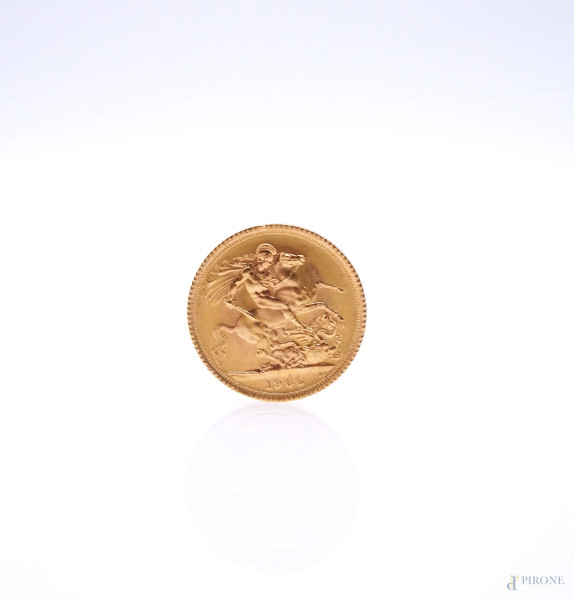 Sterlina in oro 1966, diam.cm 2, peso gr.8