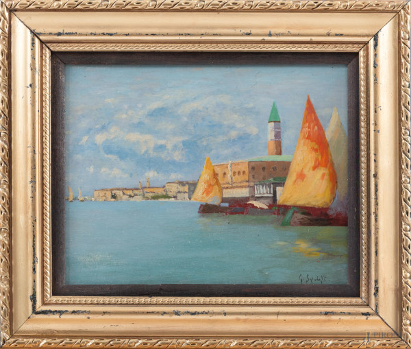 Giovanni Salviati (1881-1951), Scorcio di Venezia, olio su tavoletta, cm 24x29, firmato, entro cornice