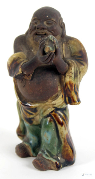 Santone in ceramica smaltata, altezza cm 15 (difetti)