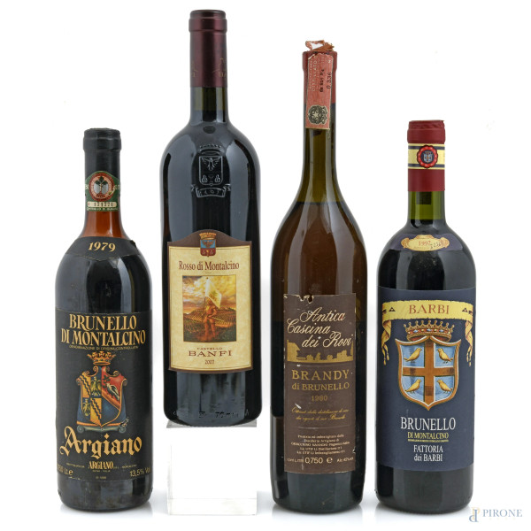 Lotto di quattro bottiglie di vino (difetti)