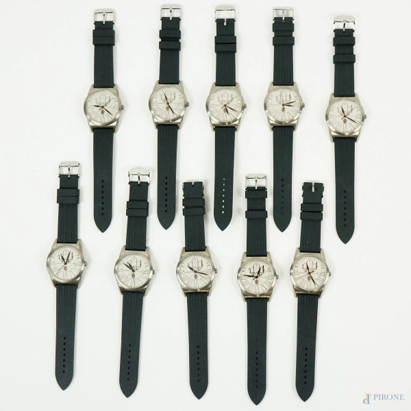 AS Bari, dieci orologi da polso da uomo, lunghezza cm 24,5, (segni del tempo, meccanismi da revisionare).