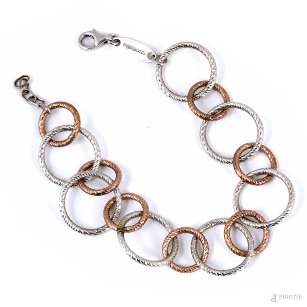 Bracciale in argento, lunghezza cm 21, peso gr 12,5