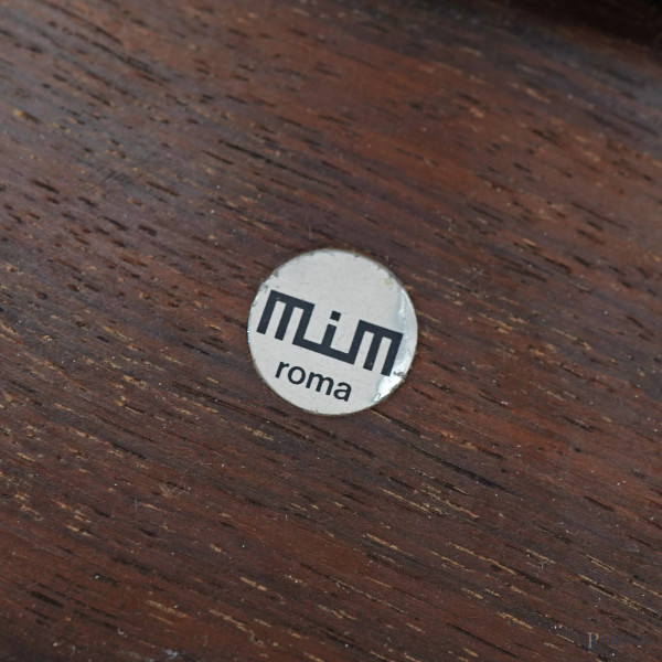 Quattro poltroncine girevoli in legno e pelle, Ico Parisi per MIM, cm 77x50x53 (difetti)