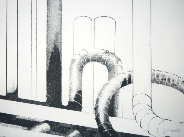 Senza titolo, lotto di due litografie di autori diversi, cm 70x50, firmate, entro cornici