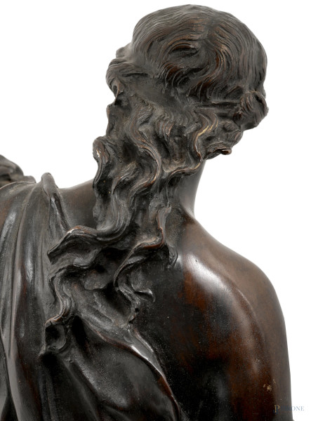 "Devoir", bronzo, firmato "Rancoulette", XIX secolo, cm 64x35x35