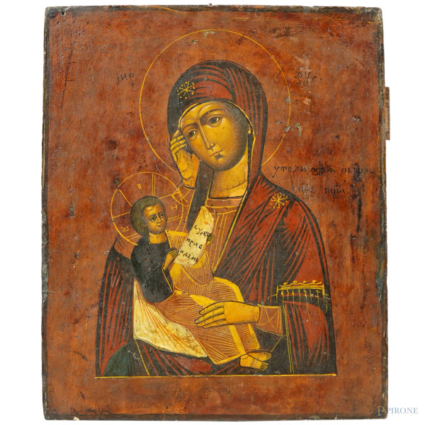 Madonna con il Bambino, Russia, fine XIX secolo, tempera su tavola, cm 26,5x22