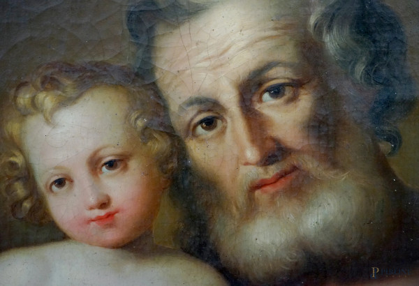 San Giuseppe con il Bambino, olio su tela, XIX secolo, cm 89,5x69,3, entro cornice