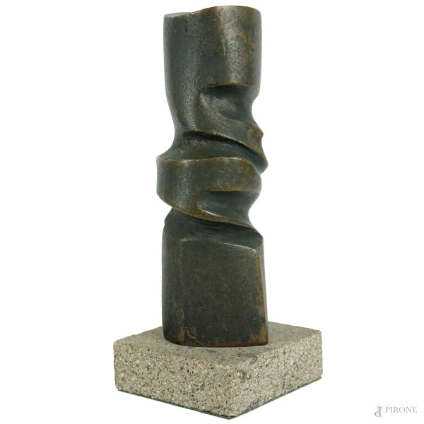 Senza titolo, scultura in bronzo, cm h 19, XX secolo, base in marmo