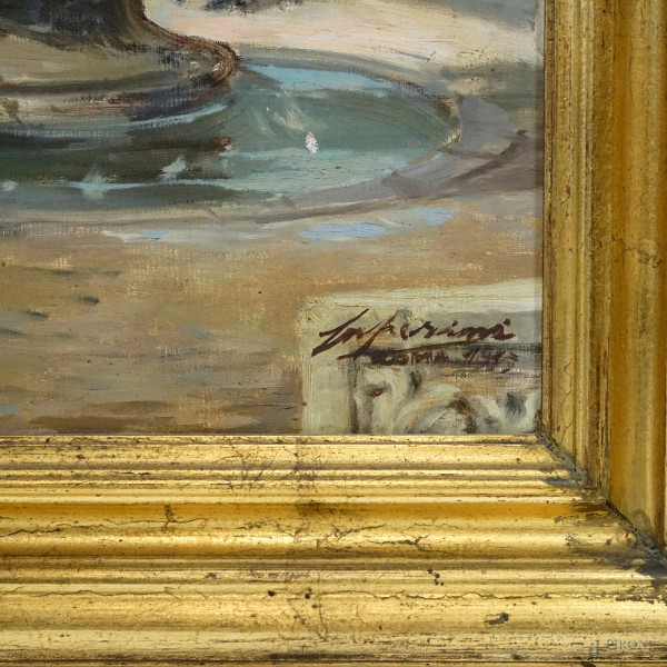 C. Luperini, Passeggiata galante, olio su tela, cm 50x70, firmato e datato, entro cornice