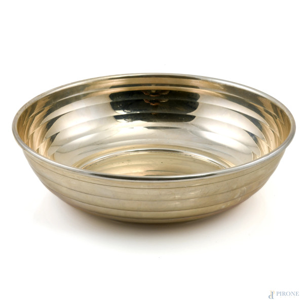 Centrotavola circolare in argento 800/000, cm 6x22, peso gr 260