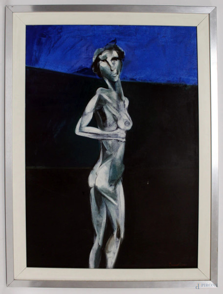 Salvatore Provino, Figura, olio su tela, cm 70x50, entro cornice.