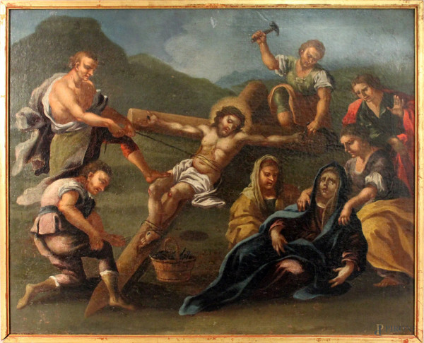 Episodio della via crucis, olio su tela 50x61 cm, XVII sec.