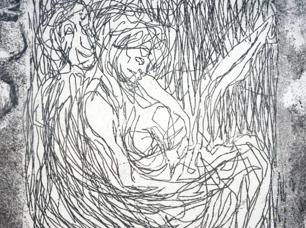 Senza titolo, litografia, firmata in basso a destra, esemplare n. 4/10, cm 52,5x42 circa, entro c...