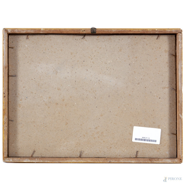 Anatra, olio su cartone telato, cm 19x29, firmato e datato "1946" in basso a destra, entro cornic...