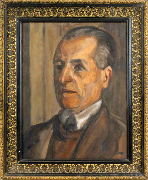 Ritratto d'uomo, olio su tavola, cm 36x27,5, XX secolo, entro cornice