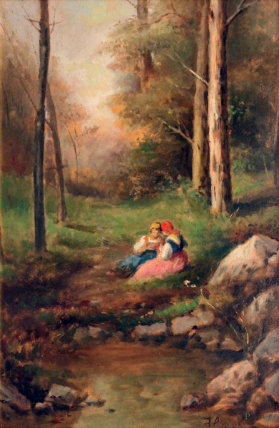 Scorcio di bosco con figure