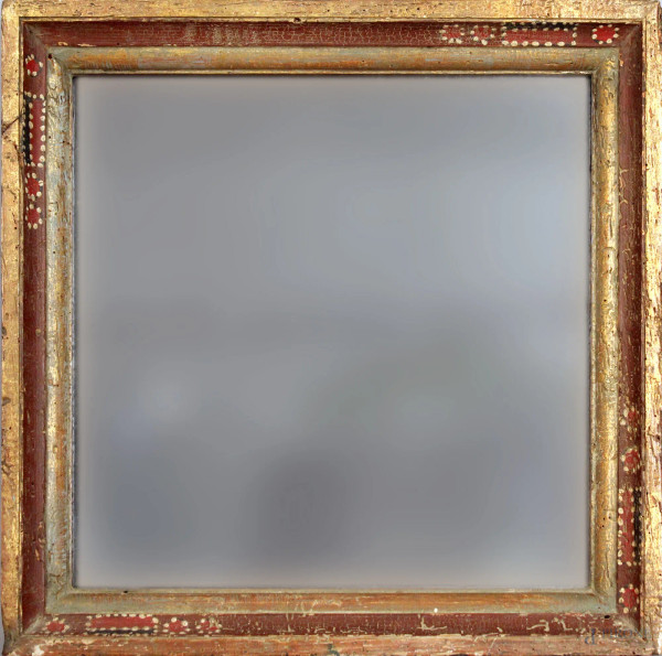 Specchio di linea quadrata in legno dipinto, 41x41 cm, XIX sec.