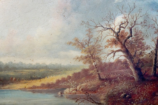 Minna Bachmann (att. Germania 1860-1887), lotto composto da quattro paesaggi, sec.XIX, olio su te...