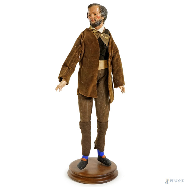 Lotto composto da 7 sculture in terracotta policroma e stoffa (alcune con occhi in vetro) raffigu...