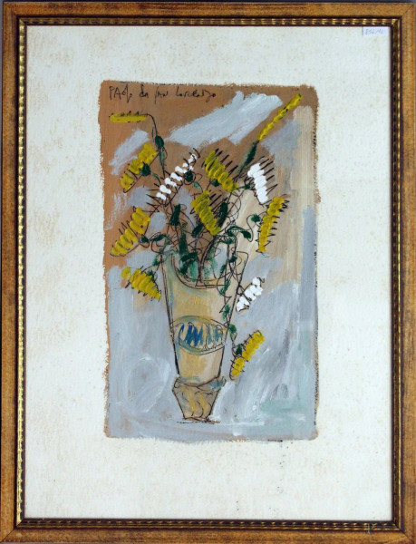 Paolo Da San Lorenzo - Vaso con fiori, tecnica mista su carta cm. 55x74, entro cornice.
