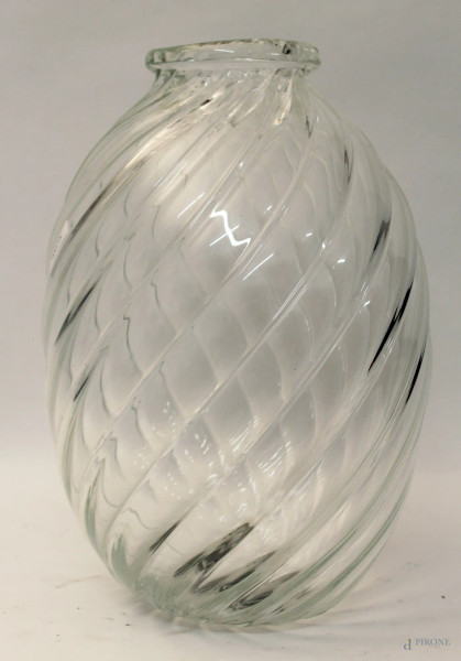 Vaso in vetro lavorato, H 39 cm.