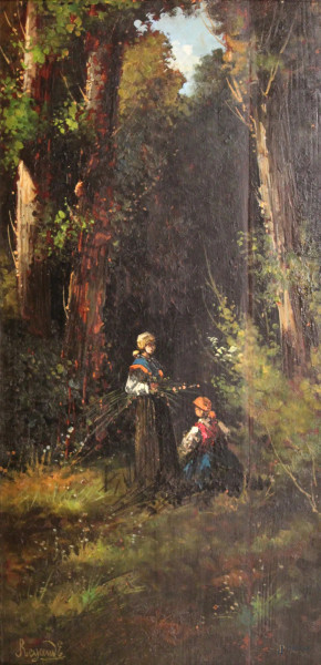 Scorcio di bosco con contadine