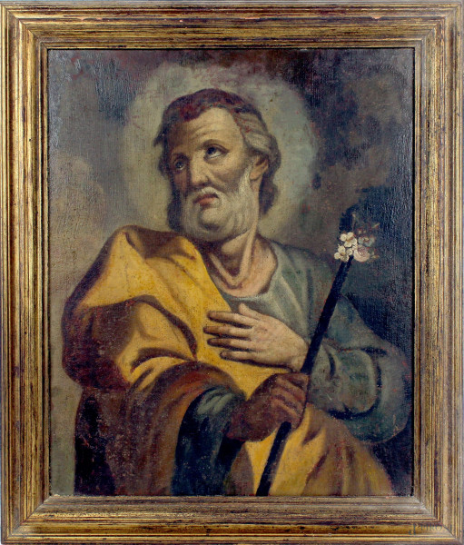 San Giuseppe, olio su tela, cm 47,5x38, XVIII secolo, entro cornice.
