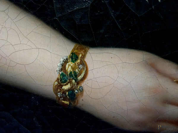 Joseph Jean Vaudechamp (1790-1864), Ritratto di gentildonna, olio su tela, cm 93x73,5, firmato e ...