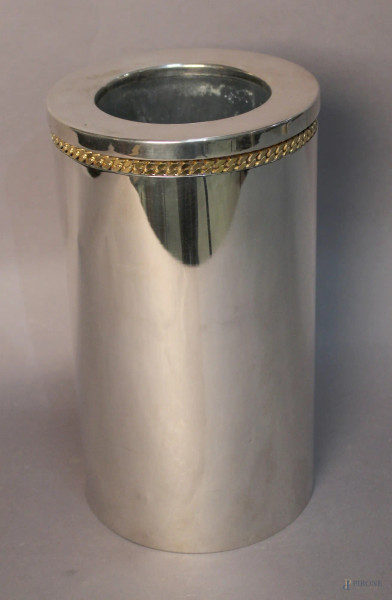 Portabottiglie in metallo cromato marcato Cesa, H 25 cm.