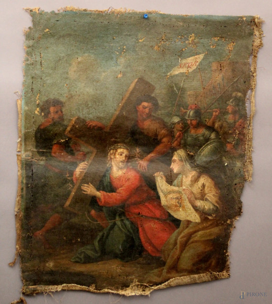 Stazione della via crucis, olio su tela 62x46 cm, XIX sec.