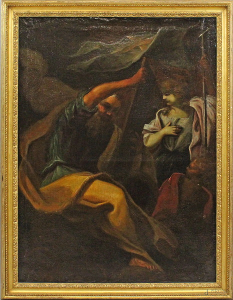 Pittore del XVII secolo, San Marco Evangelista e S.Giovanni Battista, olio su tela, cm 99x73,5, entro cornice.